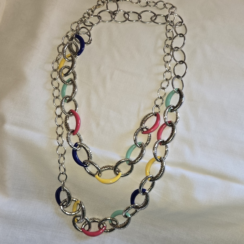 Brighton 40" Adjustable Multicolor Chain Necklace Or Belt - Picture 2 of 6